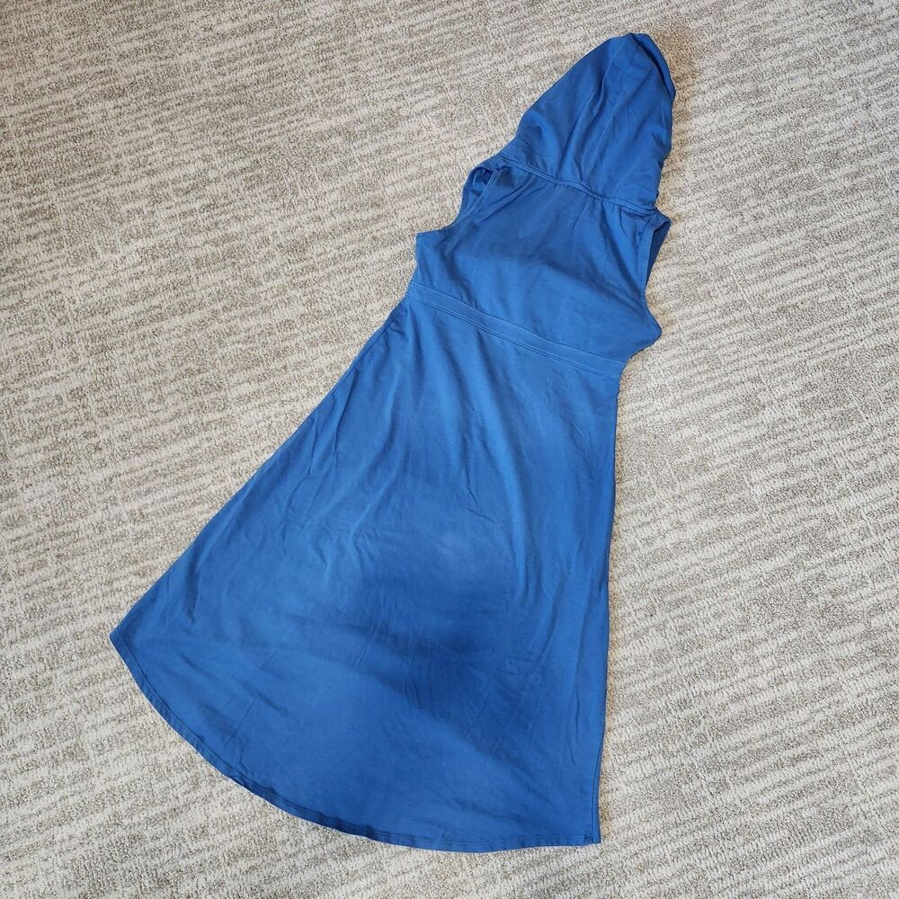 Prana women's Alana hooded sleeveless organic cotton hi-low dress blue size S - Picture 8 of 9